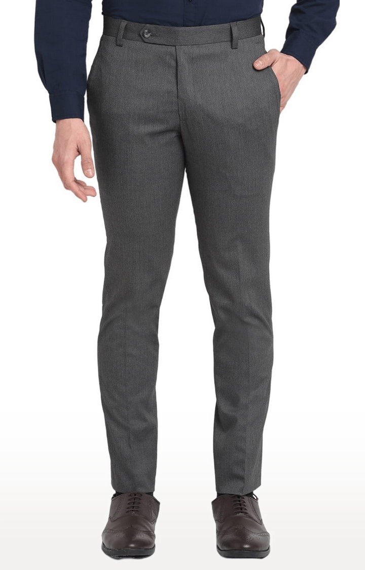 Men's Grey Viscose Solid Trouser