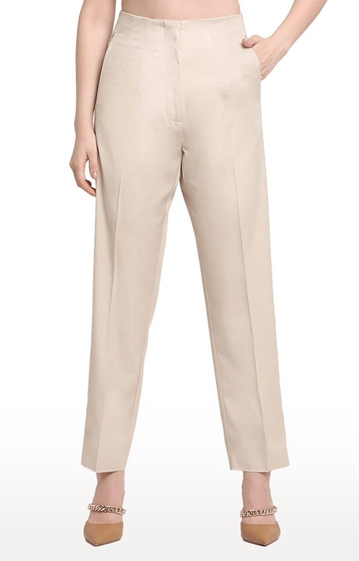 Buy Women Cream Solid Formal Regular Fit Trousers Online  694675  Van  Heusen