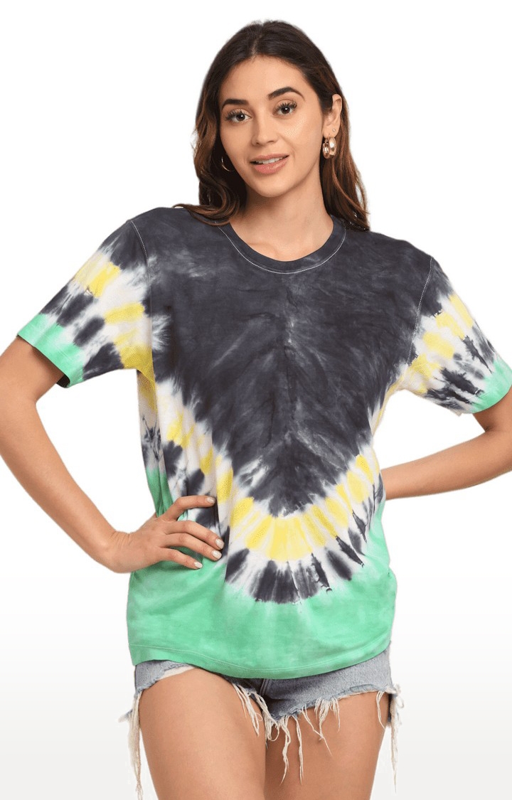 Women's Multicoloured Cotton Relaxed Fit T-Shirt