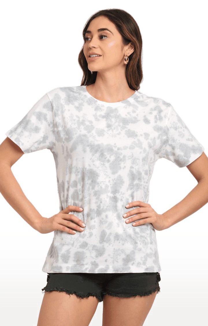 Women's Grey Cotton Relaxed Fit T-Shirt