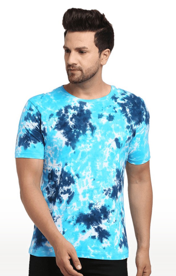 Men's Blue Cotton Relaxed Fit T-Shirt