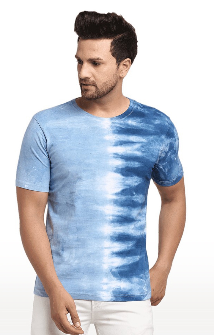 Men's Blue Cotton Relaxed Fit T-Shirt