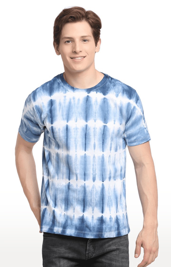 Men's Blue Cotton Relaxed Fit T-Shirt