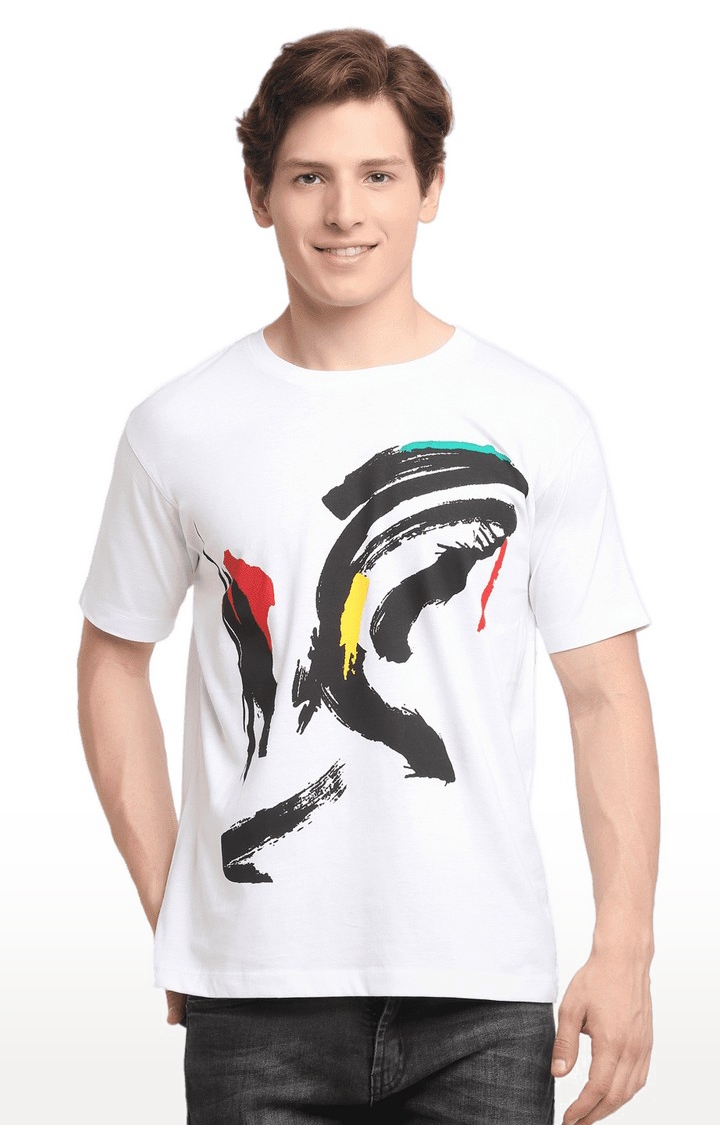 Men's White Cotton Relaxed Fit T-Shirt