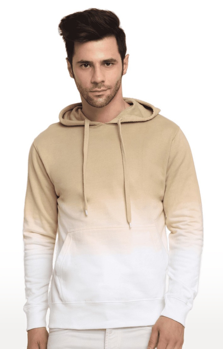 Men's Brown and White Cotton Relaxed Fit Sweatshirt