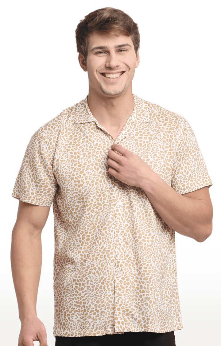 Ennoble | Men's Yellow and White Cotton Relaxed Fit Casual Shirt