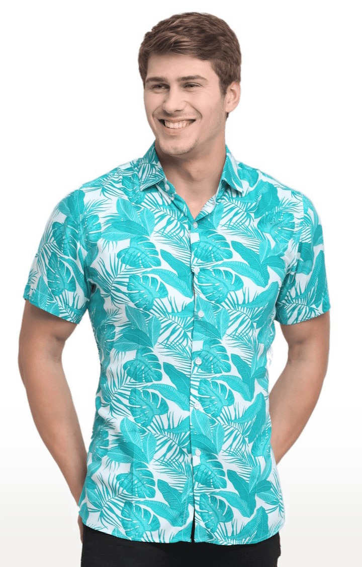 Ennoble | Men's Blue and White Cotton Relaxed Fit Casual Shirt