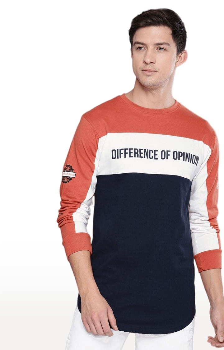 Men's Orange Colourblocked T-Shirt