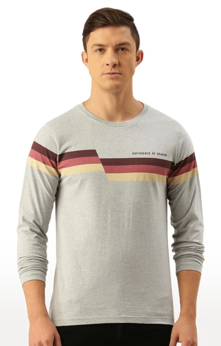Men's Grey Cotton Printed T-Shirt