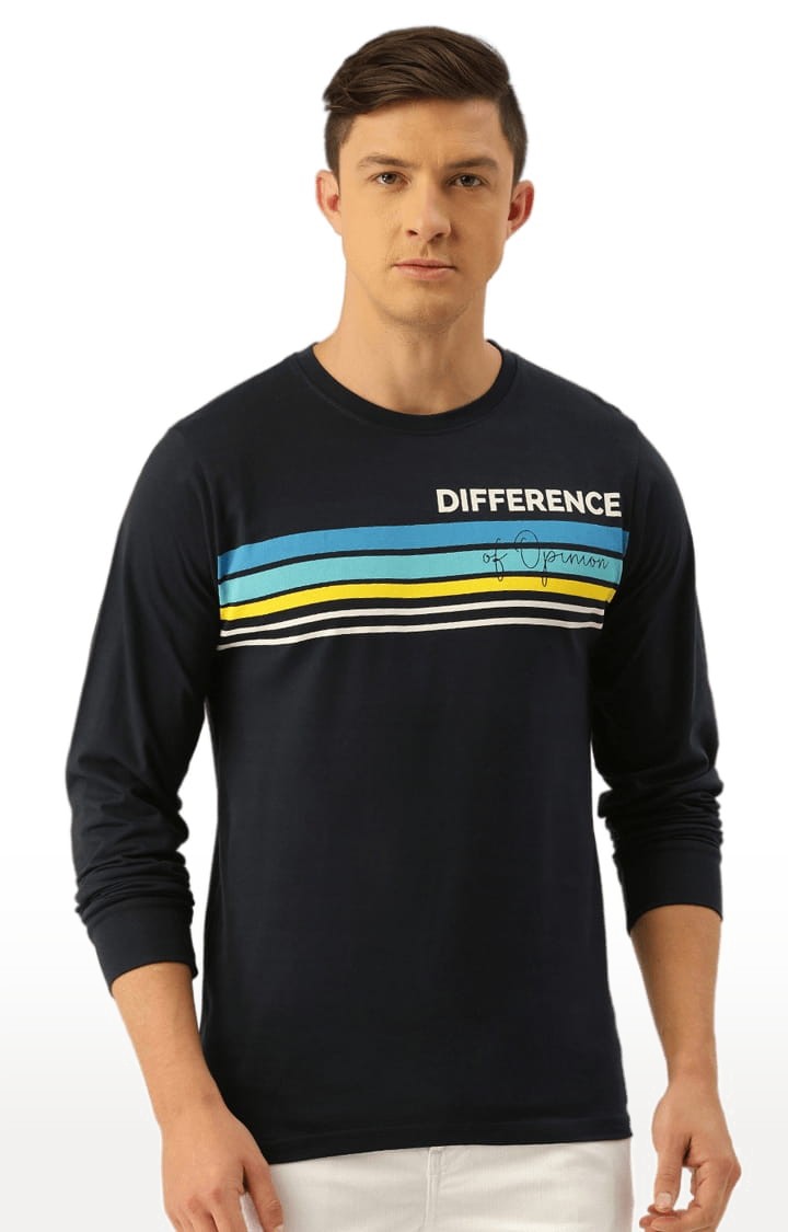 Men's Black Cotton Printed T-Shirt