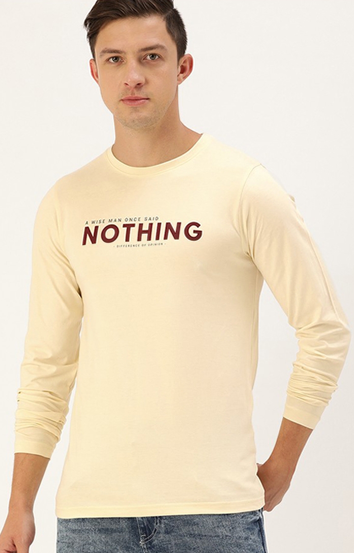 Men's White Cotton Typographic Printed Sweatshirt
