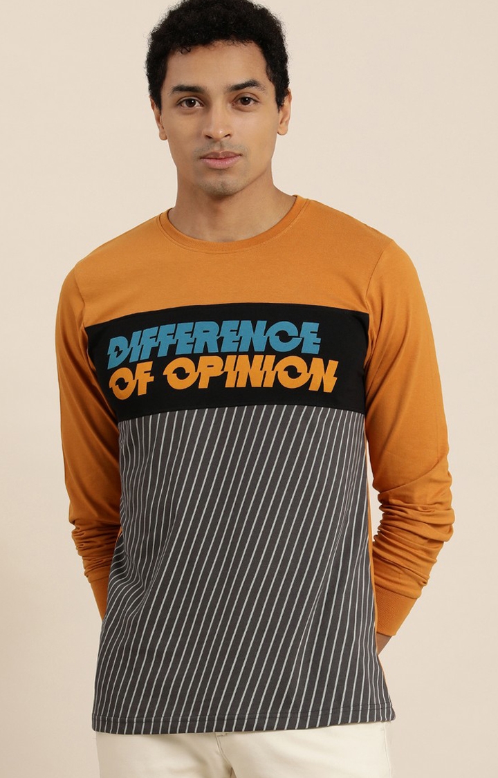 Men's Brown Cotton Typographic Printed Sweatshirt