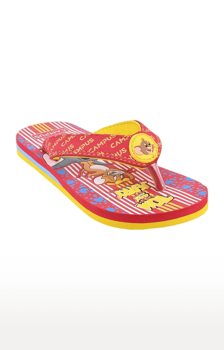 Unisex Red Multi Synthetic Slippers