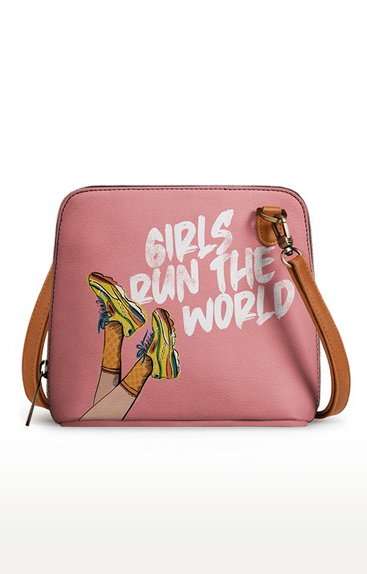 DailyObjects | Women's Girls Run The World  Trapeze Sling Bags