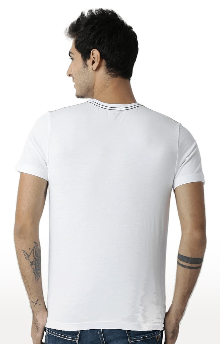 Men's White Cotton Graphics T-Shirt