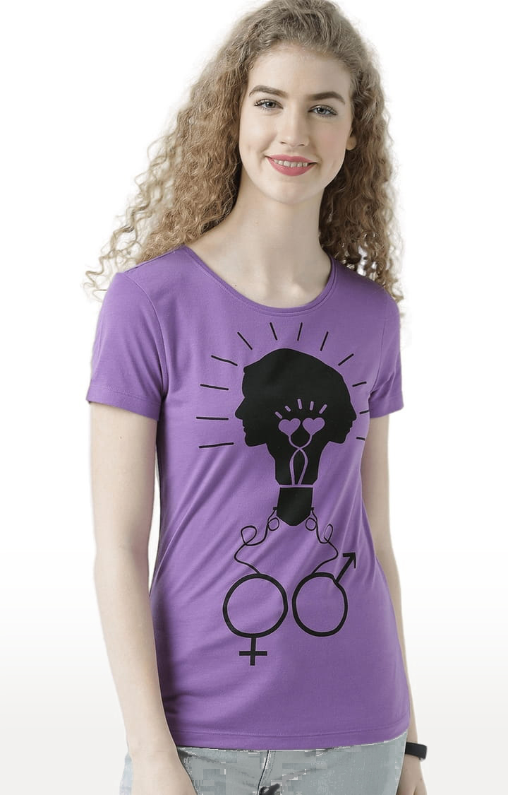 Women's Lavender Cotton Graphics T-Shirt