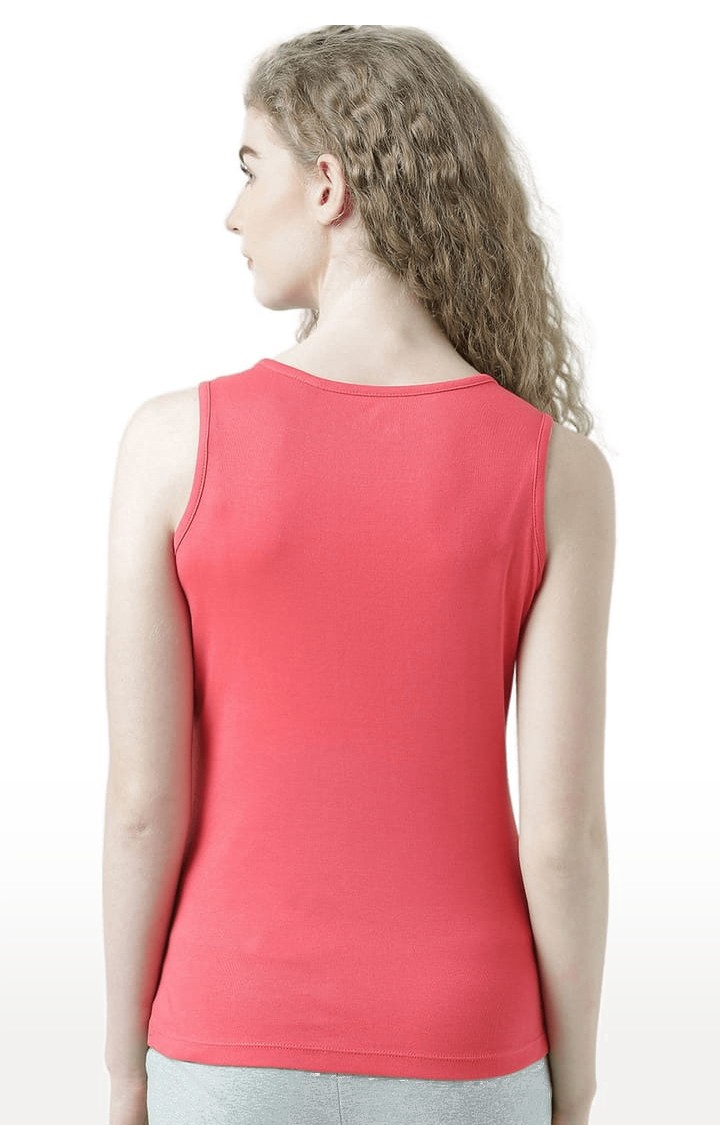 Women's Black and Orange Cotton Printed Tank Top