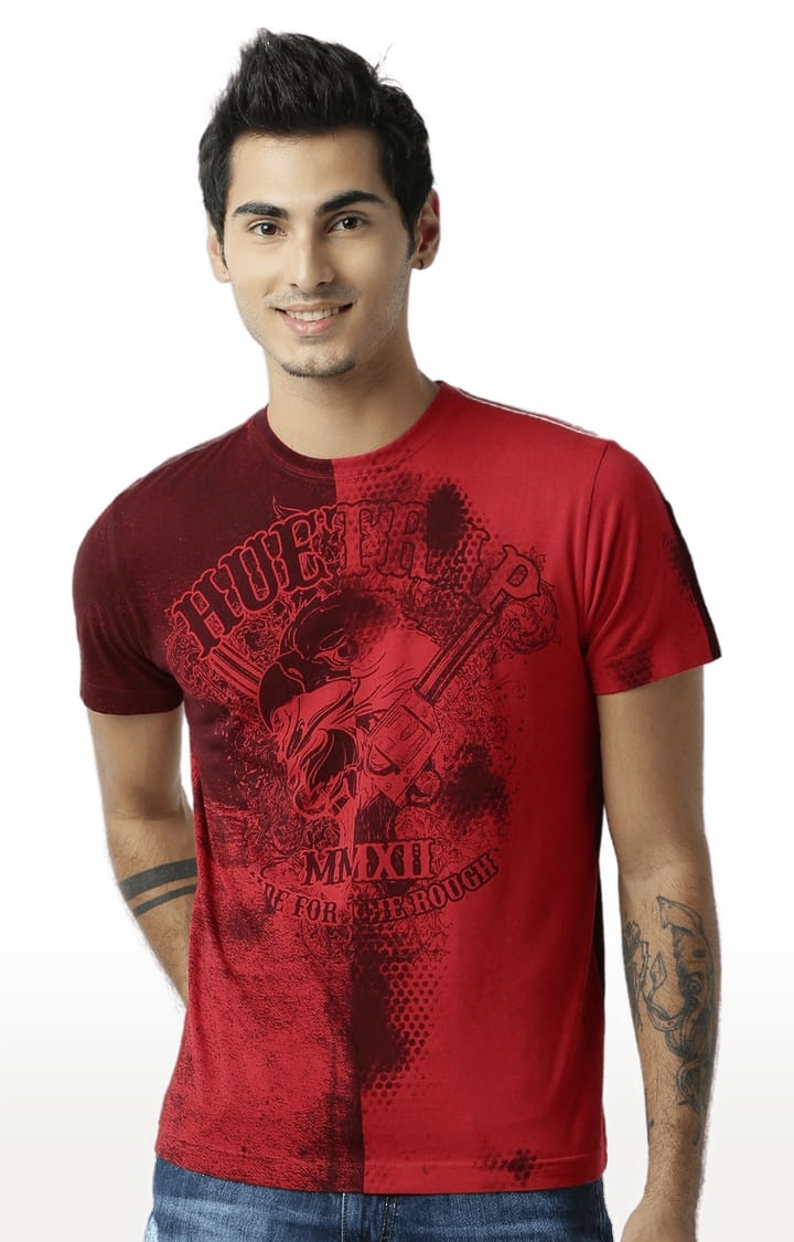 Men's Red Cotton Graphics T-Shirt