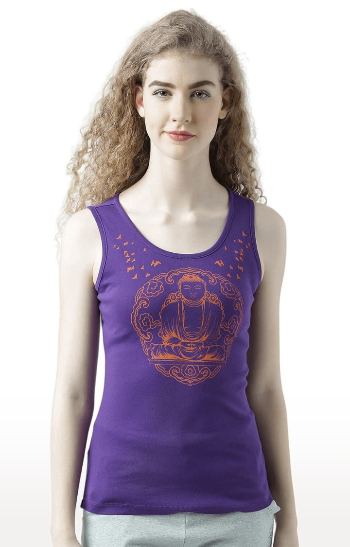 HUETRAP | Women's Purple Cotton Printed Tank Top