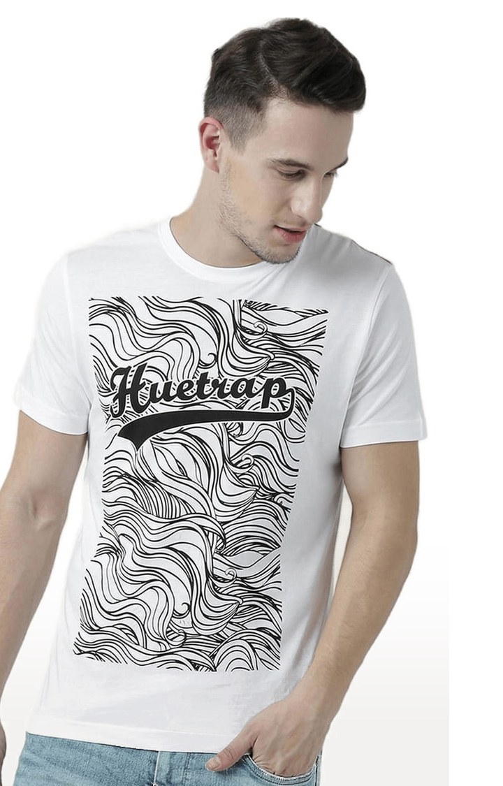 Men's White Cotton Graphics T-Shirt