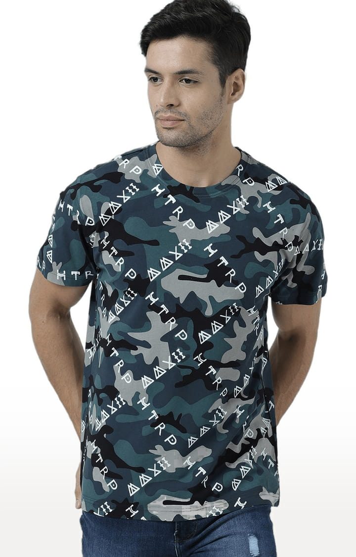 Men's Multicolour Cotton Camouflage Regular T-Shirt