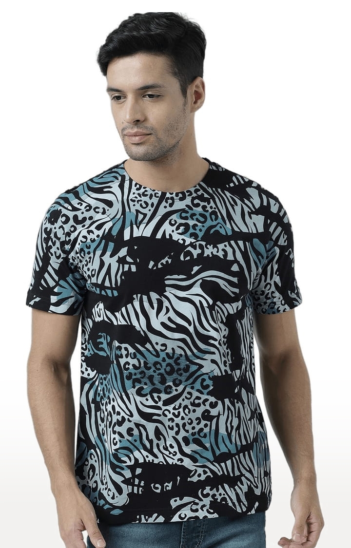 Men's Multicolour Cotton Printed Regular T-Shirt