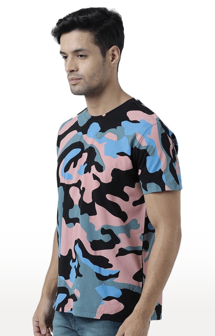 Men's Multicolour Cotton Camouflage Regular T-Shirt