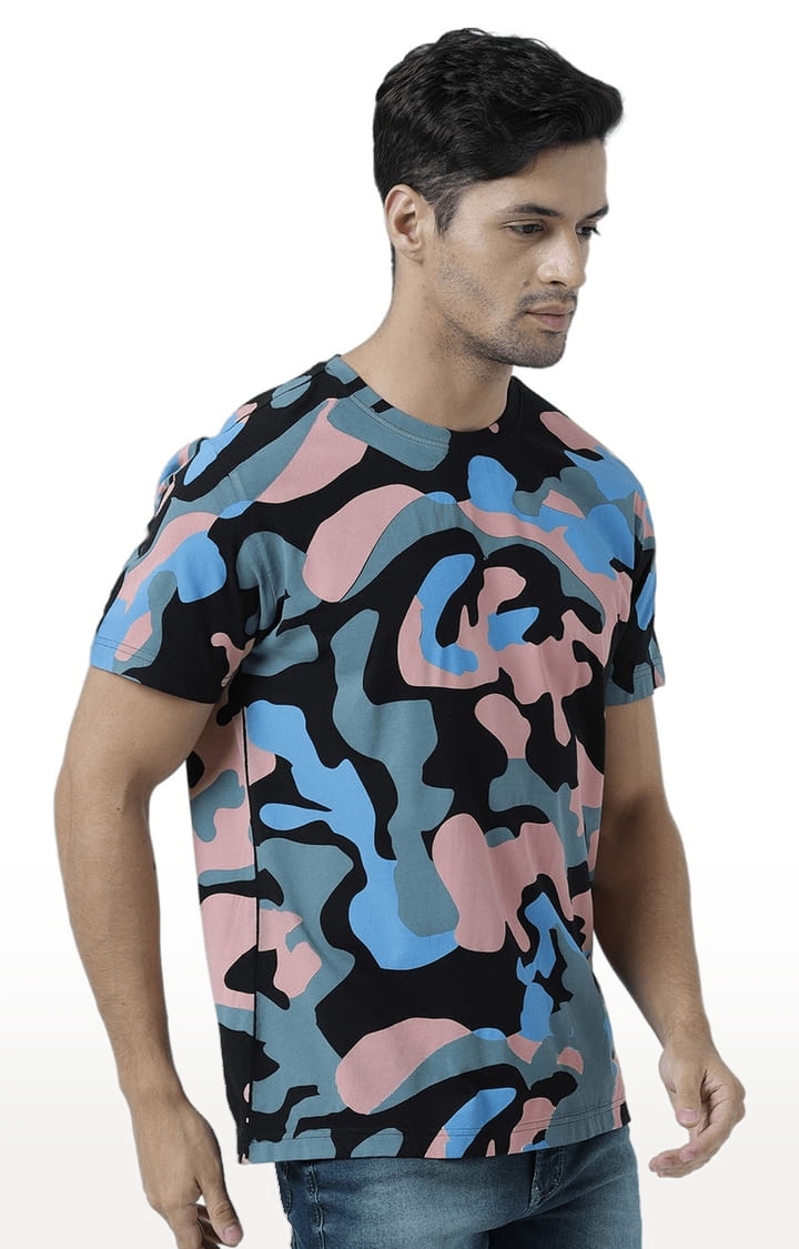 Men's Multicolour Cotton Camouflage Regular T-Shirt