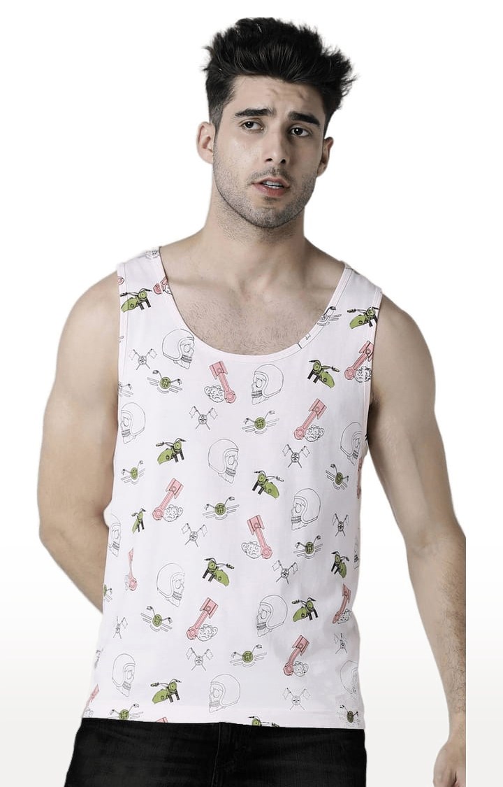 Pink Graphic Scoop Neck Sleeve-Less T-Shirt