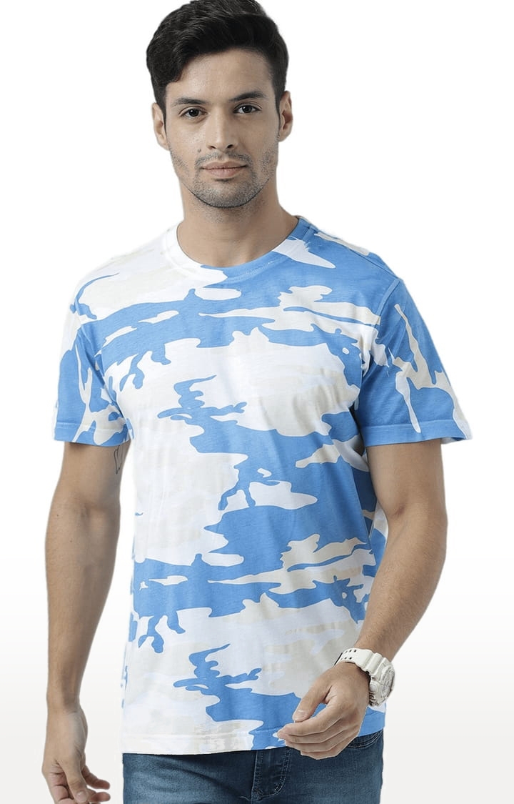 Men's White Cotton Camouflage T-Shirts