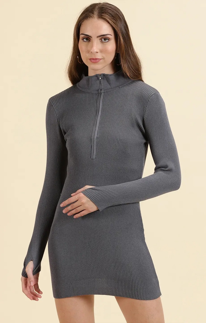 Showoff | SHOWOFF Women's Mini Solid Bodycon Grey Dress