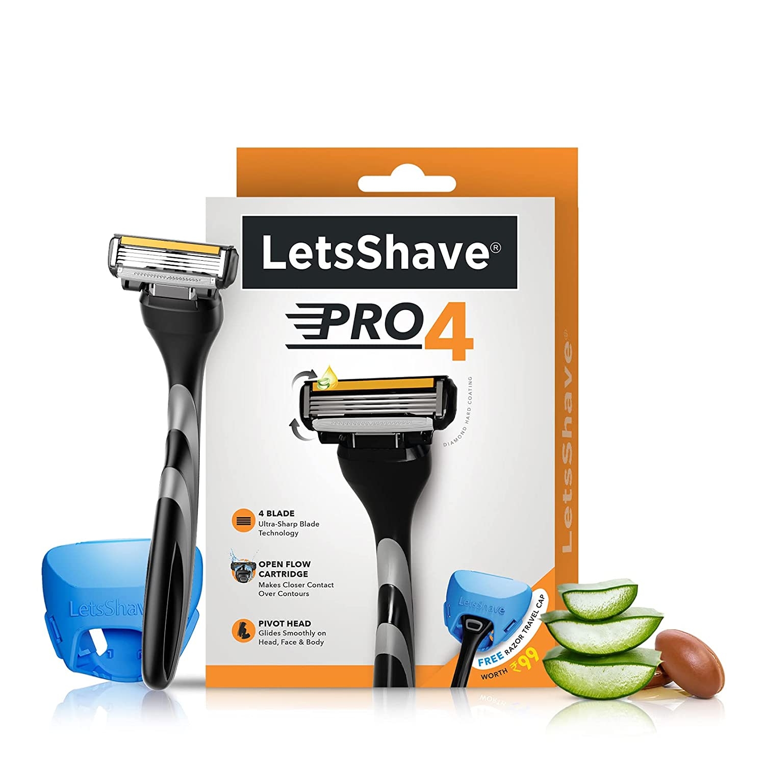 LetsShave | LetsShave Pro 4 Shaving Razor for Men - Pro 4 Blade + Razor Handle