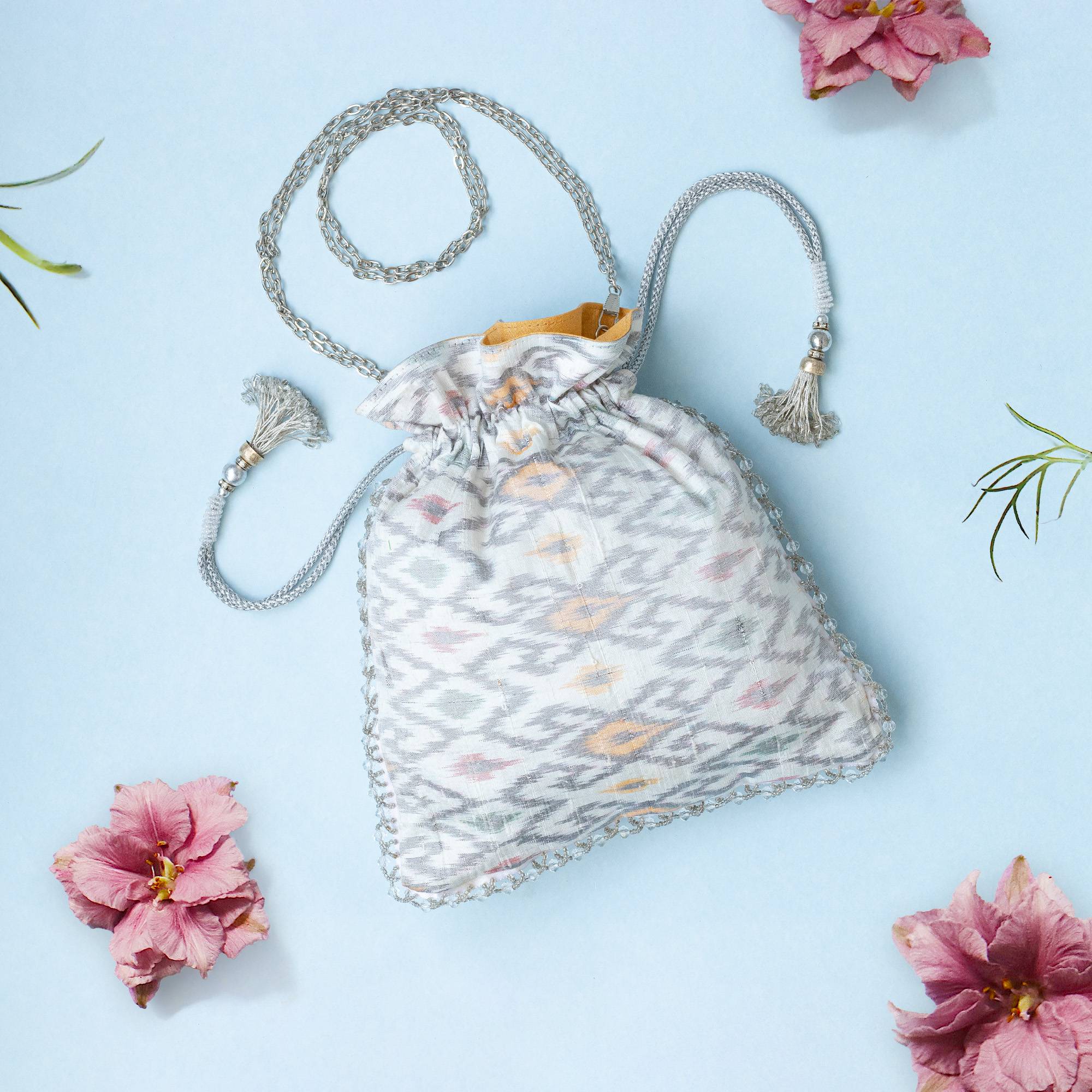 Ikat white potli