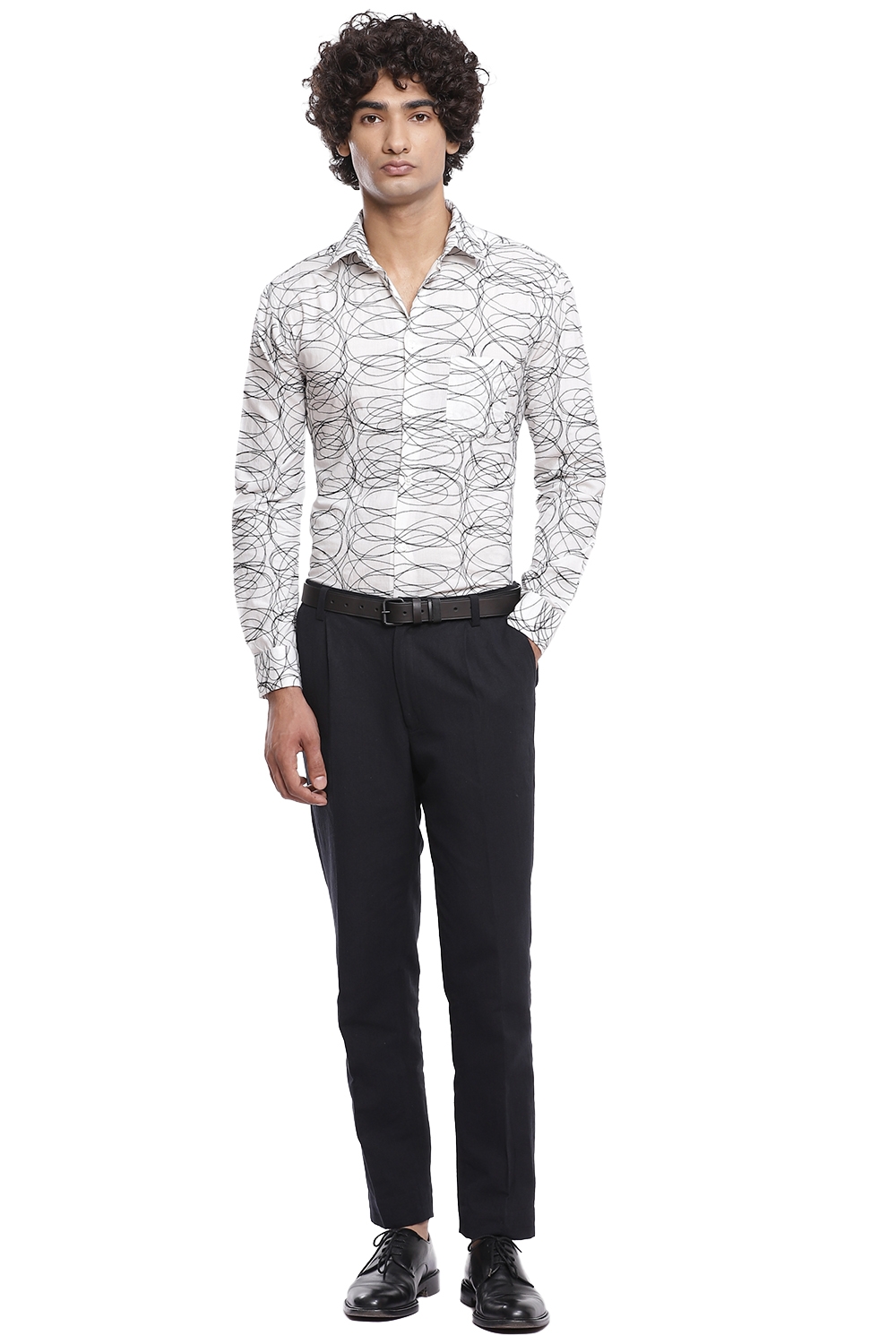ABRAHAM AND THAKORE | Squiggle Embroidered Cotton Shirt