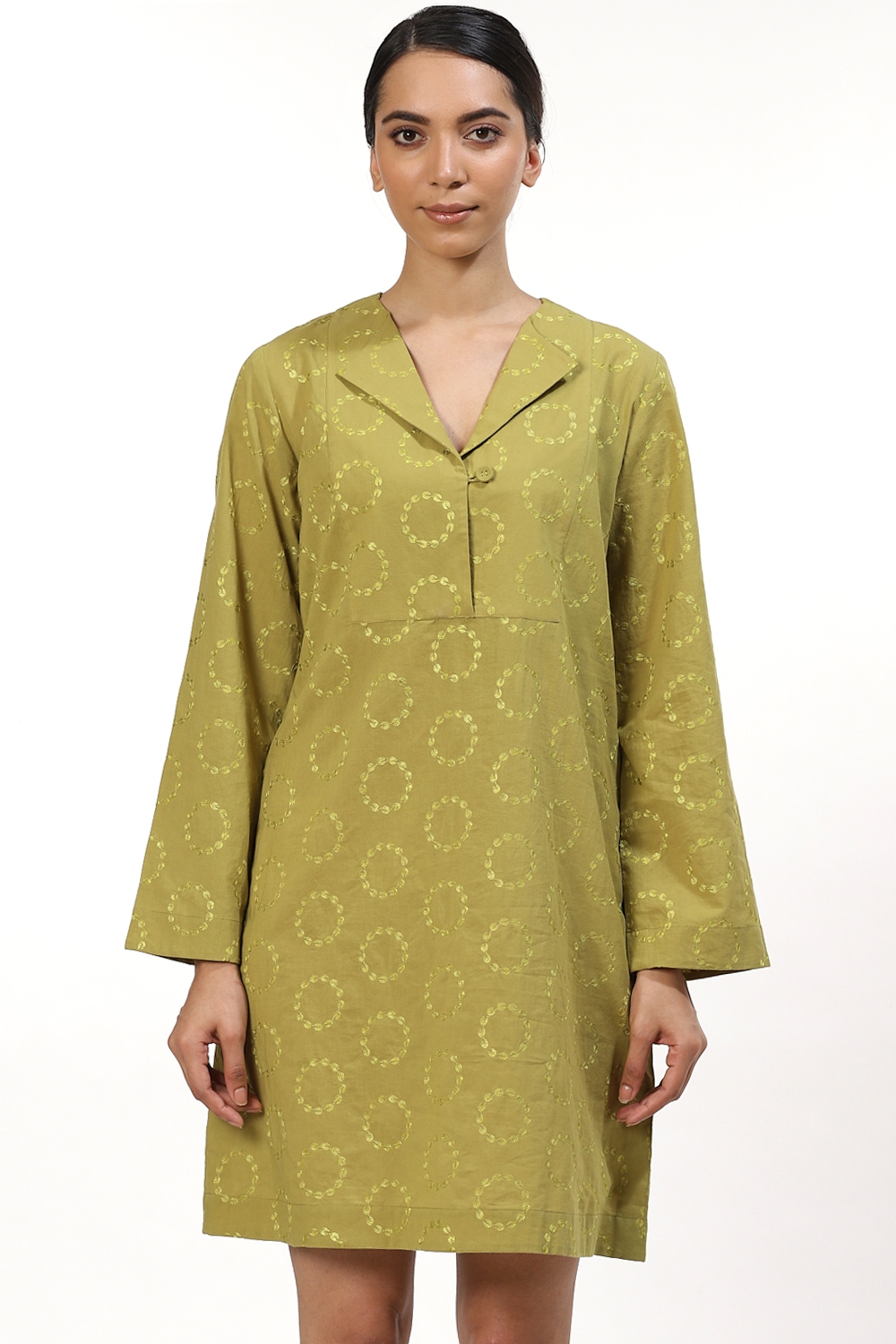 ABRAHAM AND THAKORE | Amla With Lime Rings Dress