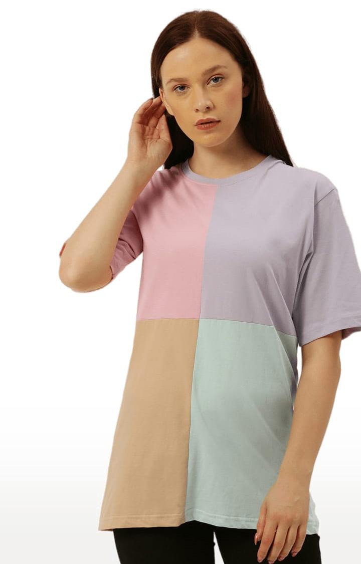 Women's Multicoloured Cotton Colourblock T-Shirts