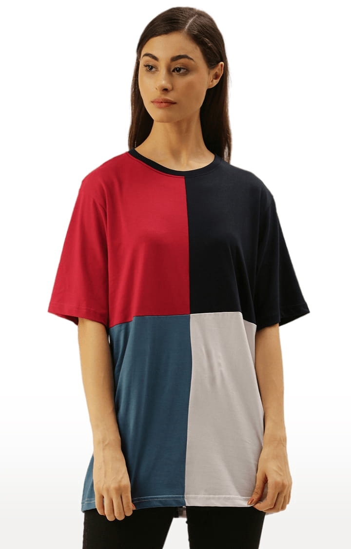 Women's Multicoloured Cotton Colourblock T-Shirts