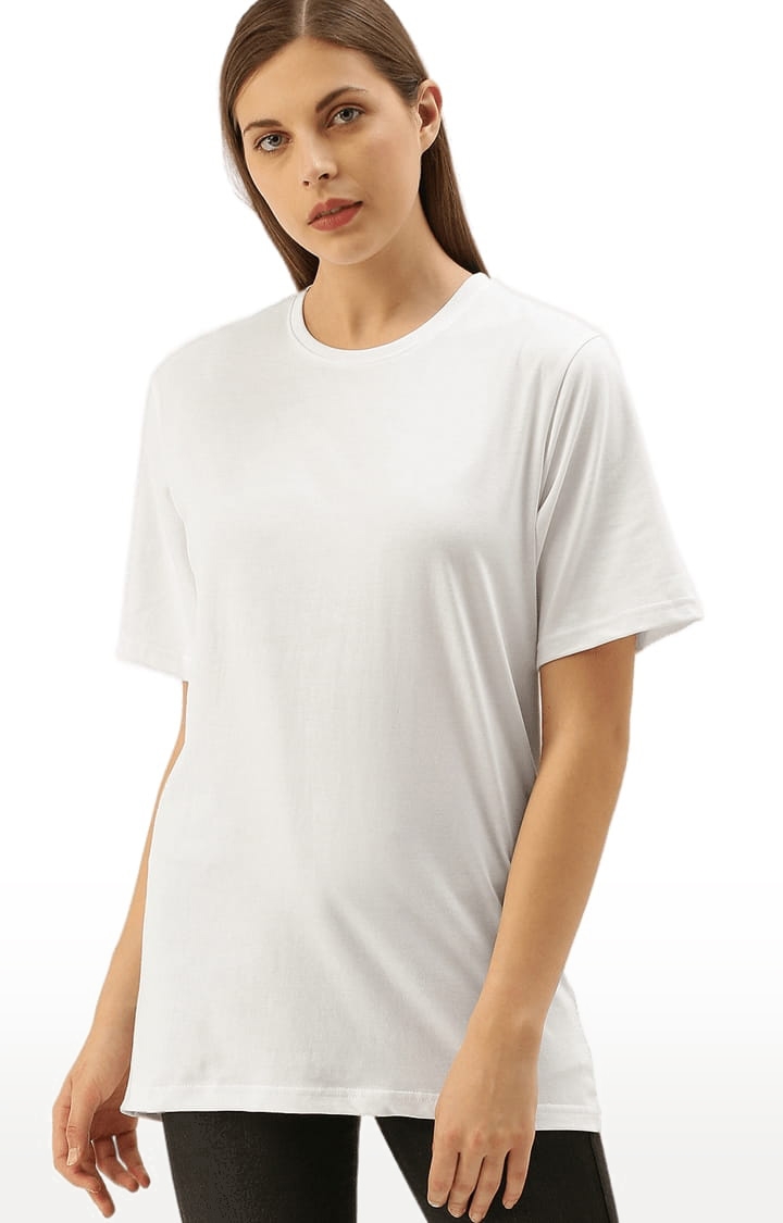Women's White Cotton Solid T-Shirts