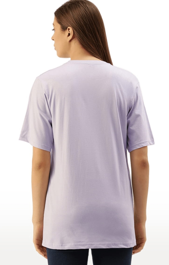 Women's Purple Cotton Printed Oversized T-Shirt