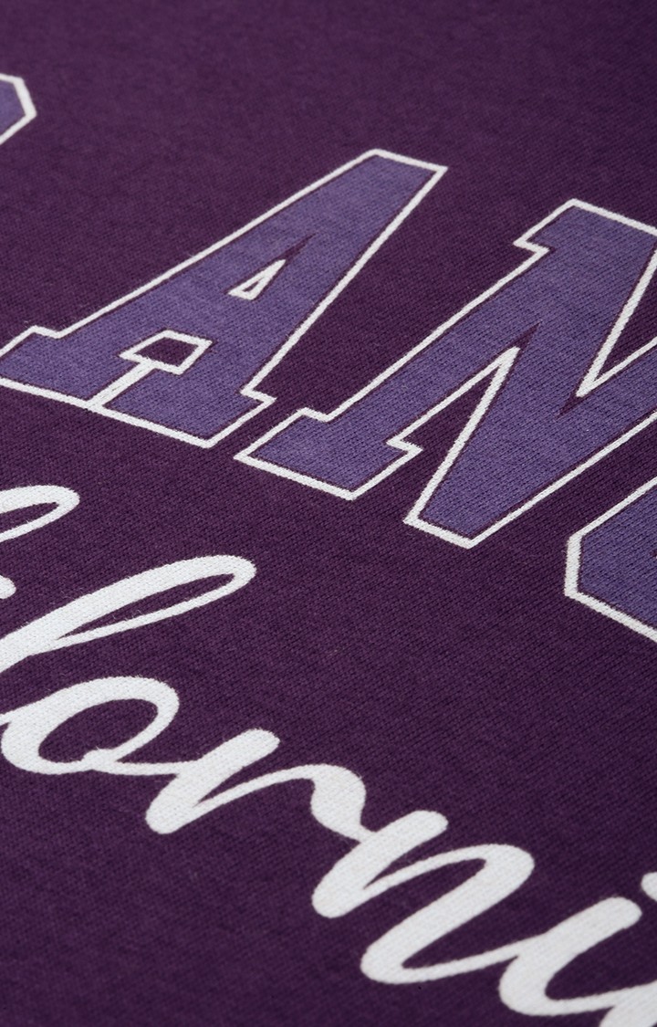 Women's Purple Cotton Typographic Printed T-Shirts