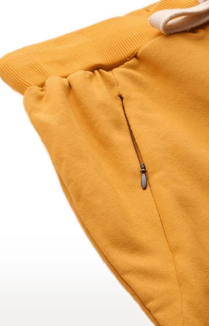 Women's Yellow Cotton Solid Casual Joggers
