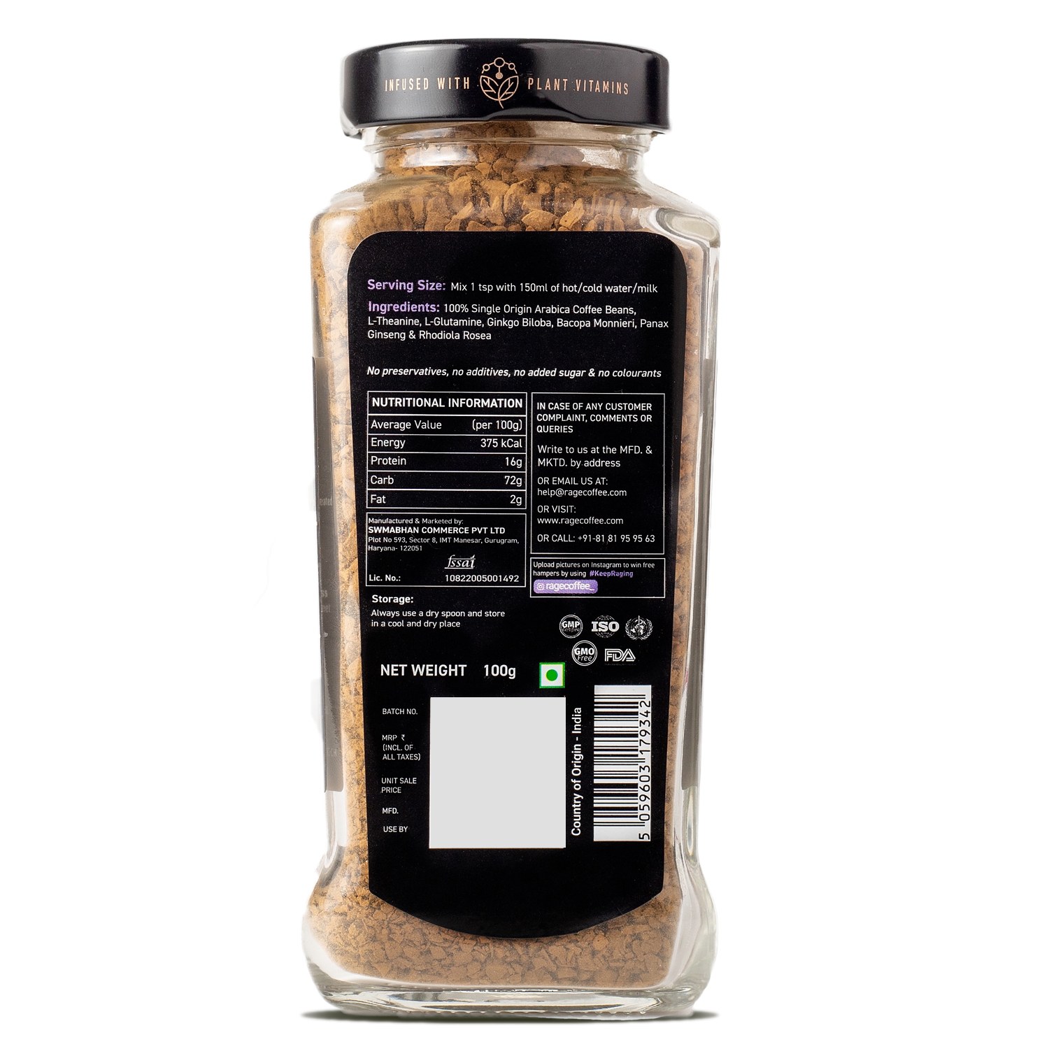 Rage Coffee - 100 GMS Original Blend - Premium Arabica Instant Coffee