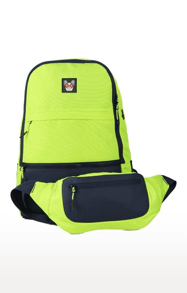 MADBRAG | Unisex Green Lime Punch Backpack and Fanny Pack