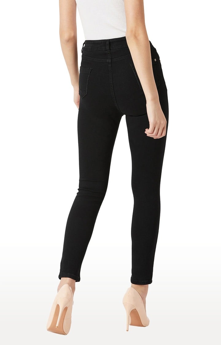 Women's Black Denim Solid Skinny Jeans
