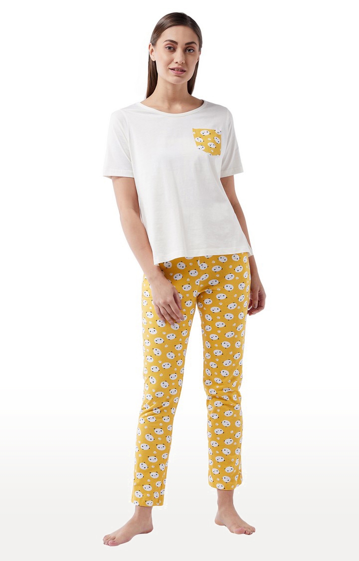 MISS CHASE | Women's Yellow Cotton Pyjama