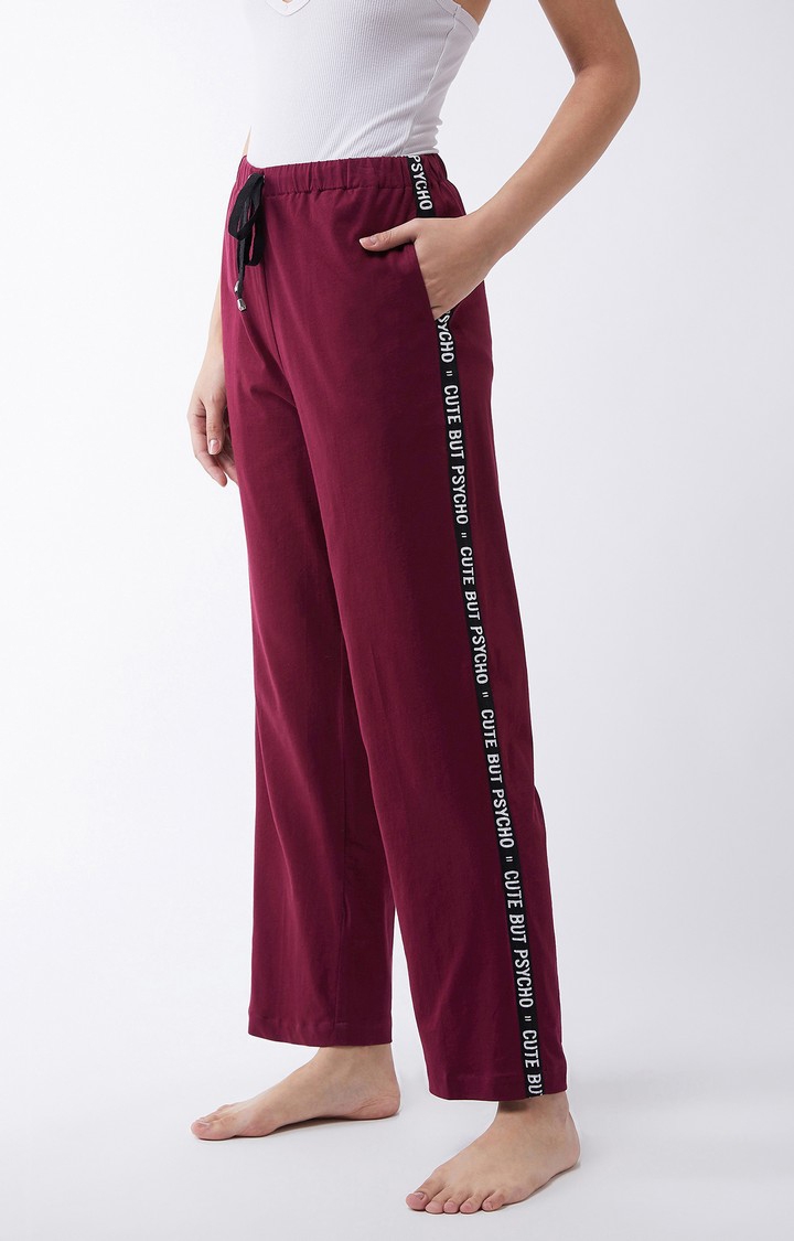 MISS CHASE | Women's Maroon Cotton Pyjama