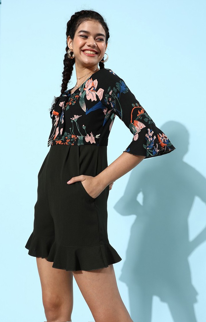 MISS CHASE | Women's  Multicolour Polyester Floral Jumpsuits