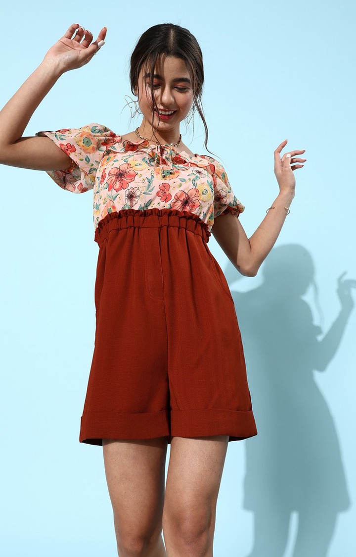 MISS CHASE | Women's  Multicolour Polyester Floral Jumpsuits