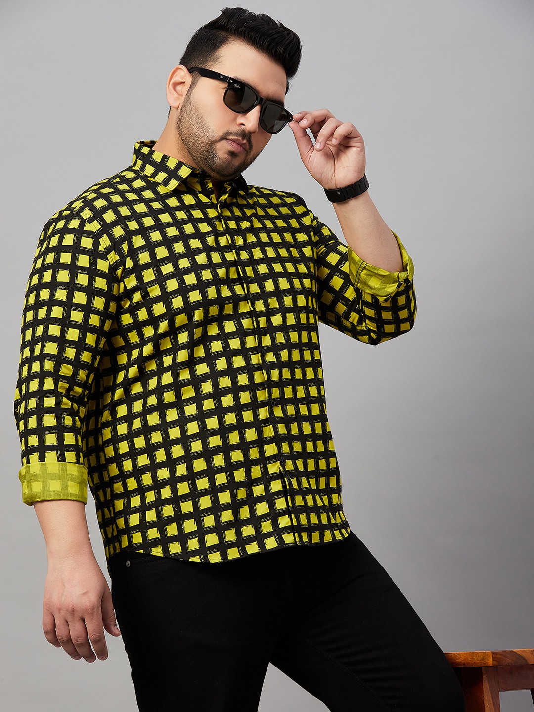 SHOWOFF Plus Men's Printed Black Comfort Shirt