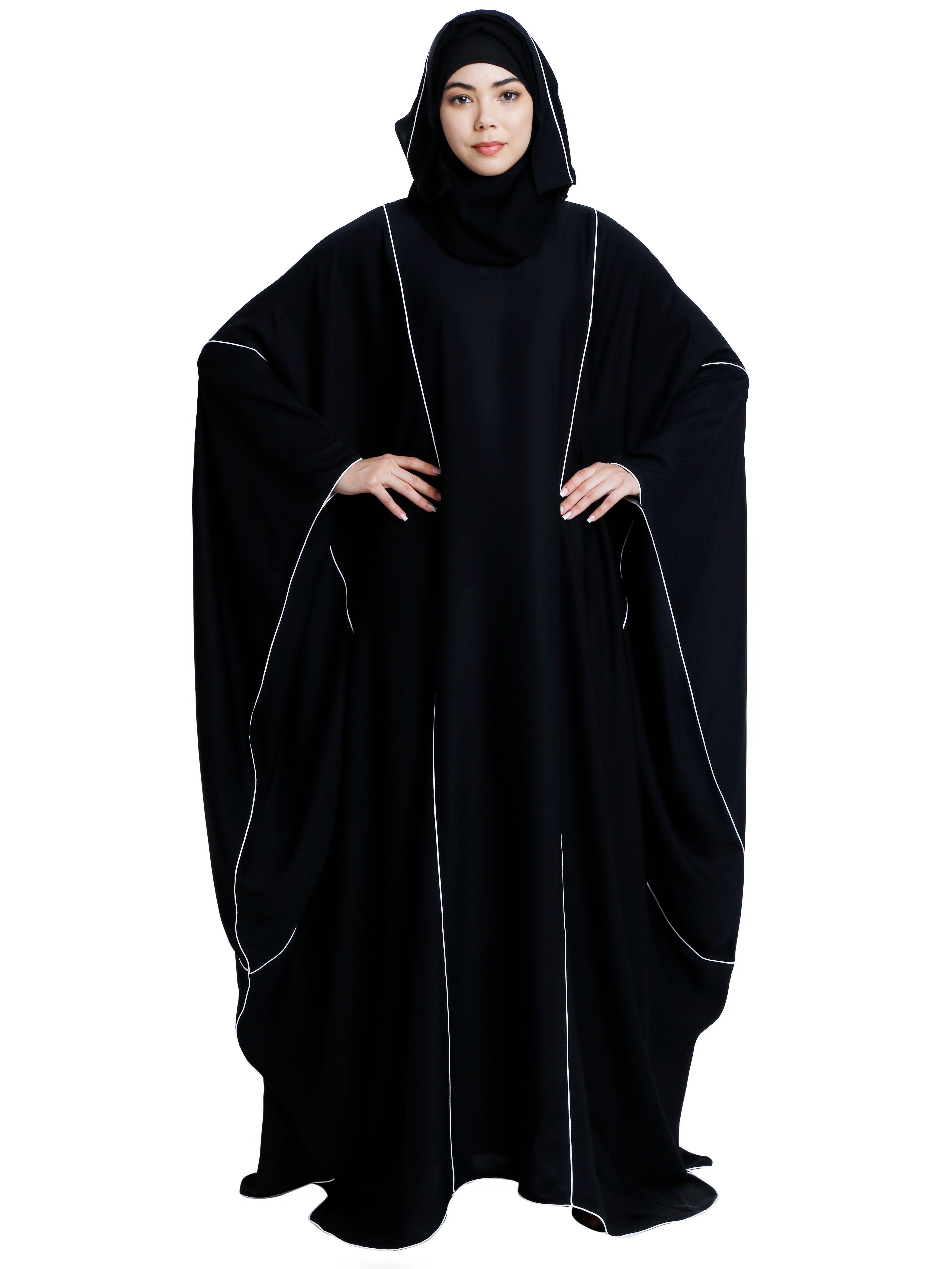 Malikah Hijab & Abaya | Black Piping Abaya